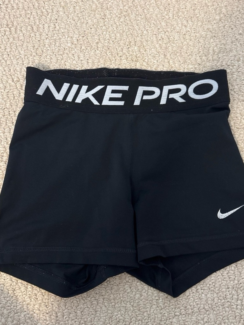 Nike Pro Black Women's Athletic Shorts with White Logo